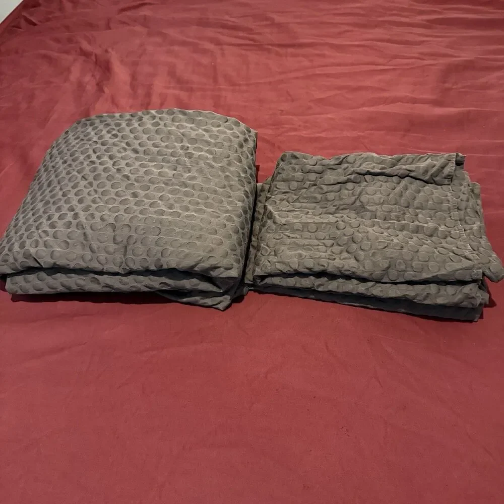 Calvin Klein Brown 100% Cotton Duvet Set 2 Shams Textured Polka Dot Cottage Boho